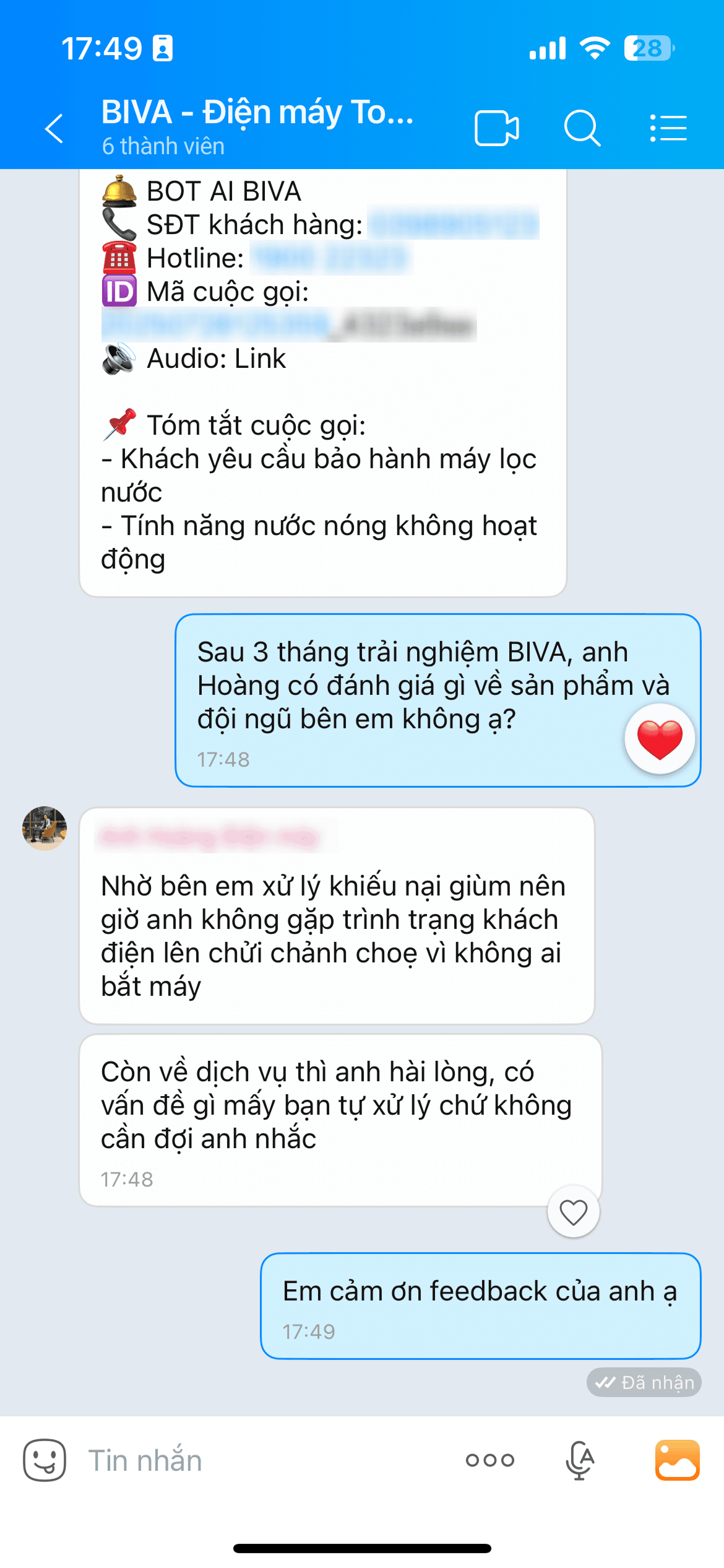 Feedback BIVA 3